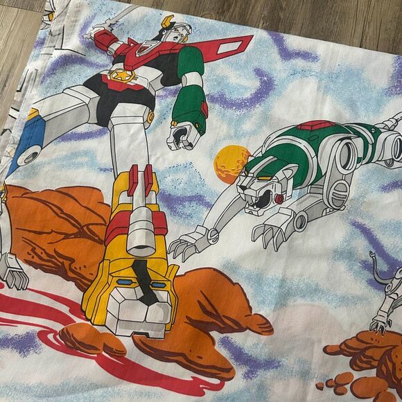 Vintage 1984 Voltron Defender Of The Universe Bed Sheet 96x68 - Picture 2 of 6